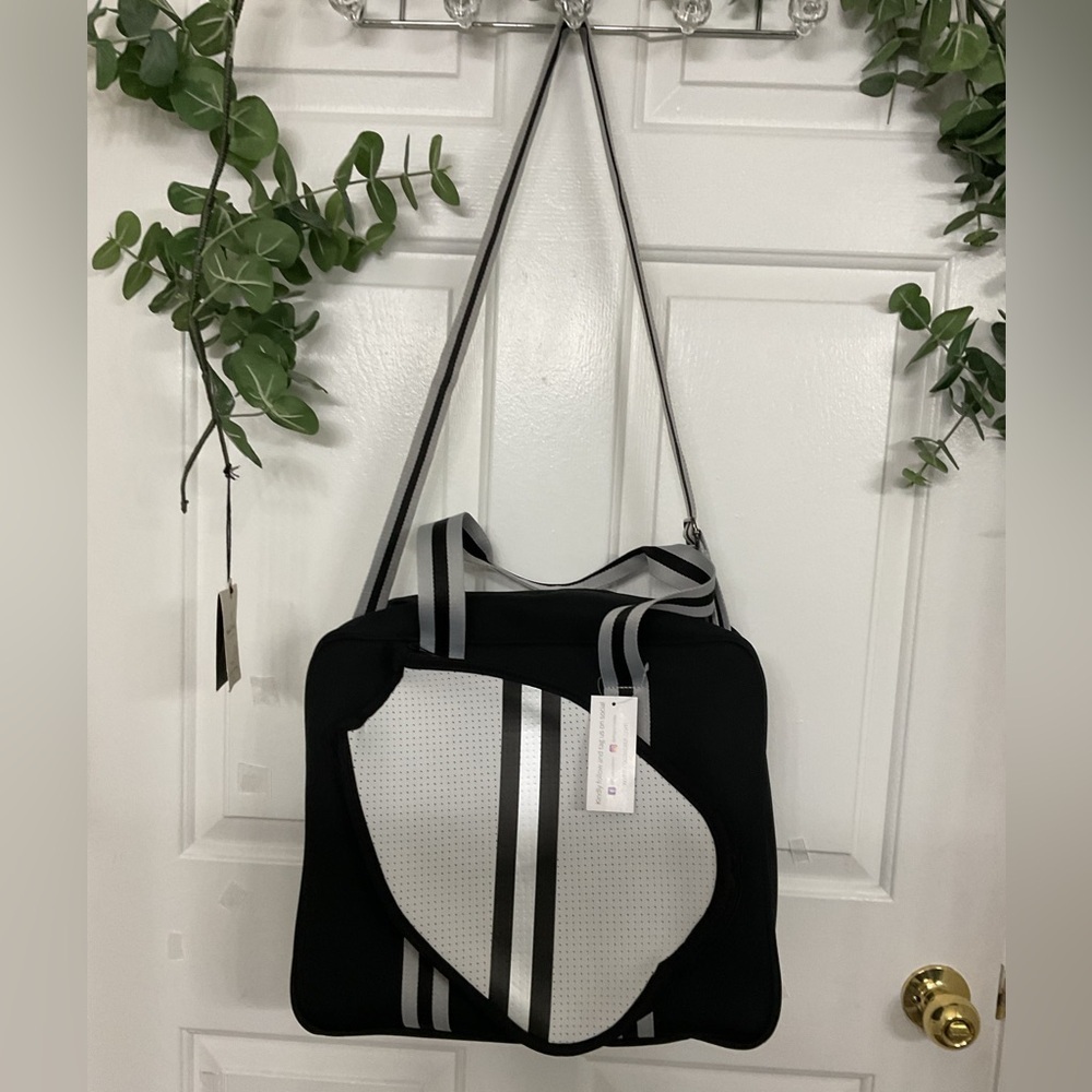COCO STATE. Black and White Tote Bag with Stripes - Picture 2 of 8
